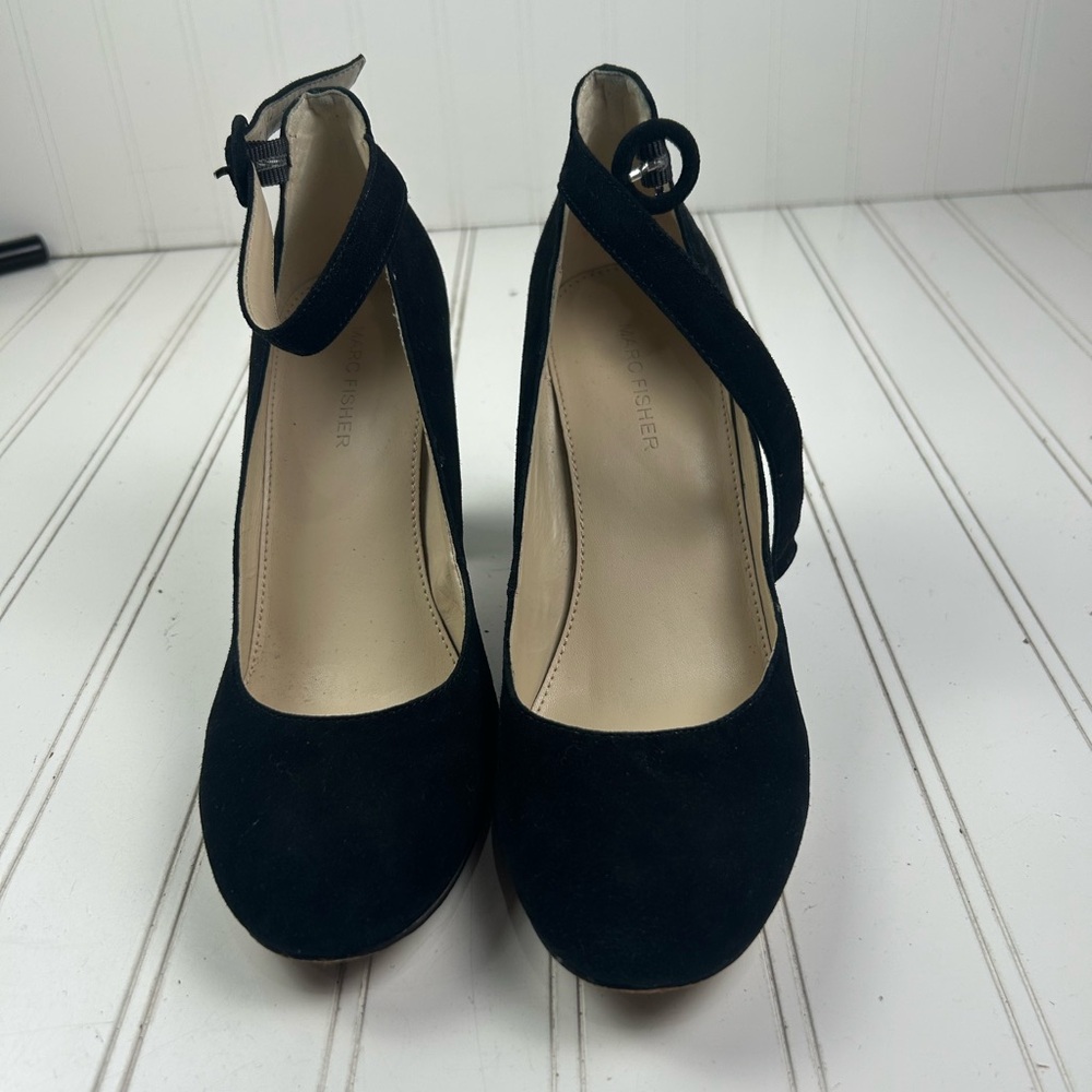Marc Fisher Vintage Black Suede Velvet Block Heels Pumps Women’s Size 7.5M - Picture 3 of 10